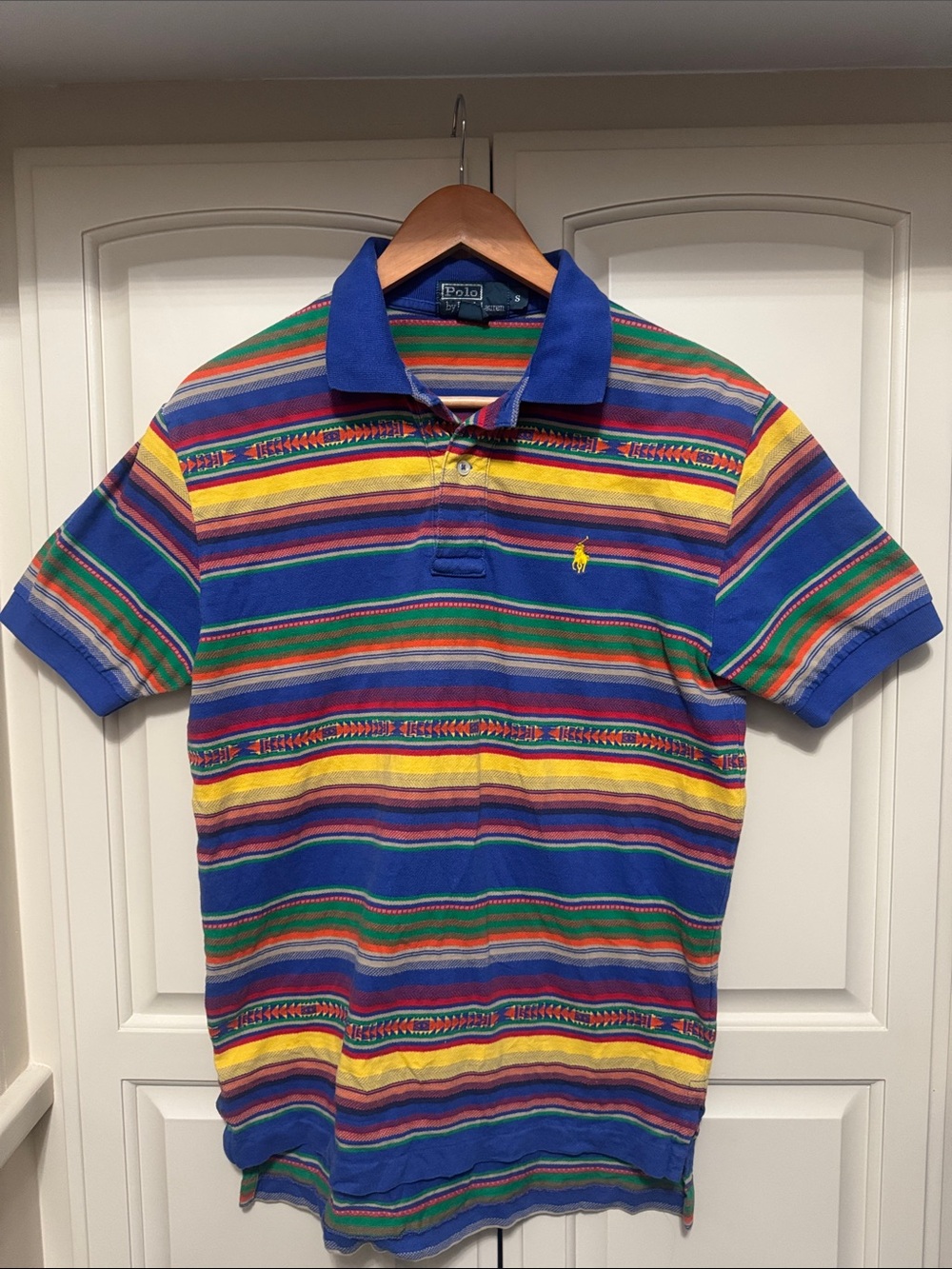 Vintage Polo Blanket Native Or Aztec Print Stripes